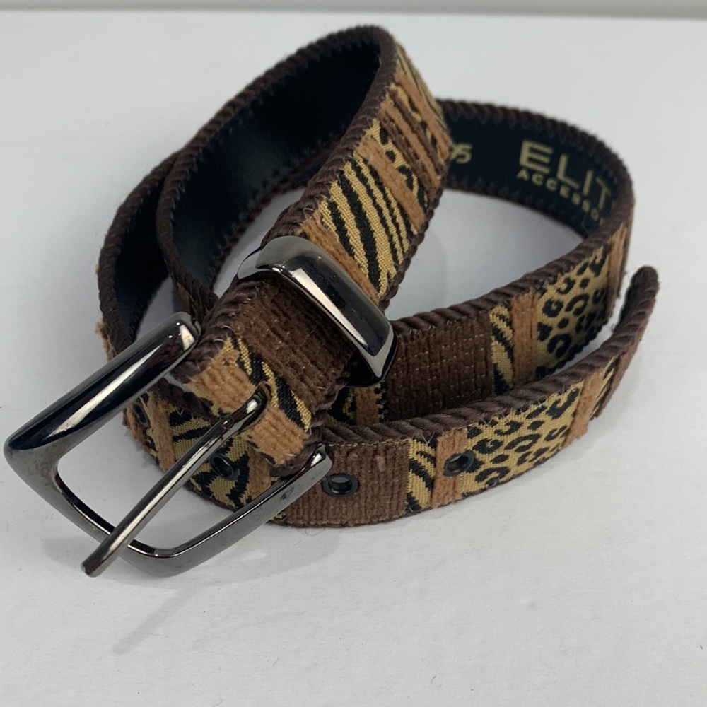 Elite Accessories Patchwork Animal Print Safari Leather Belt